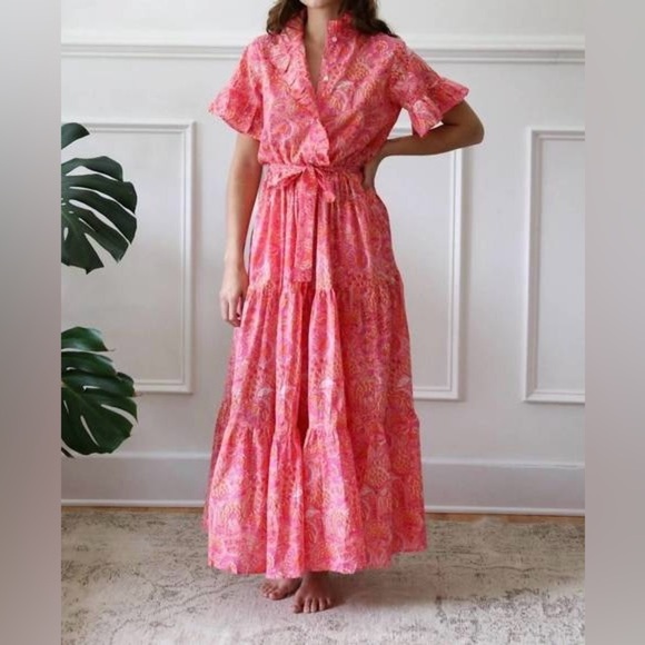 Mille - Victoria Dress in Pink Carnation - Pink/ Orange 100% Cotton - Small - Picture 1 of 11